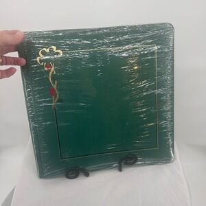 Creative Memories 8x10 Green Christmas Scrapbook Album with Gold Floral Accents